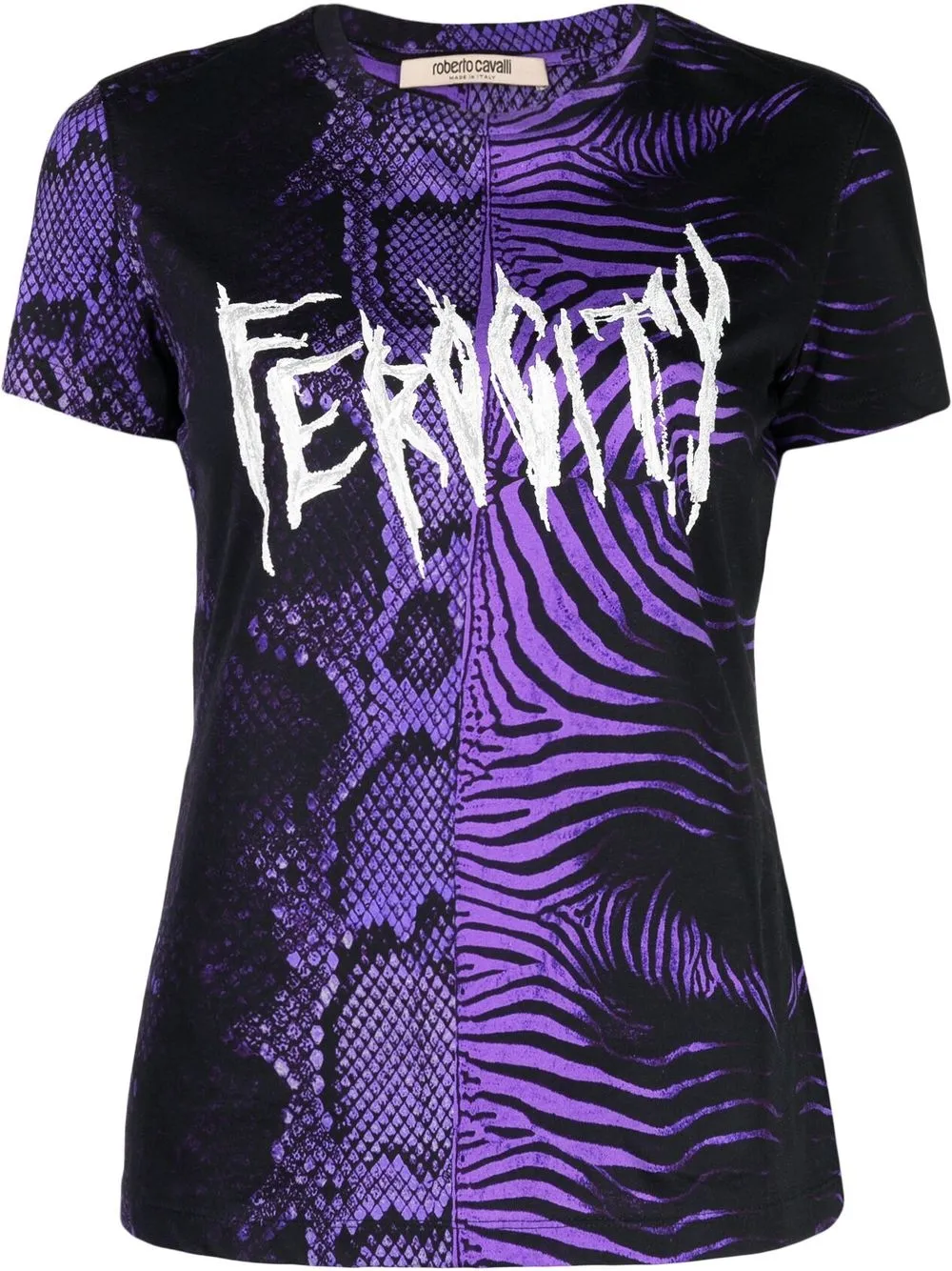

Roberto Cavalli playera con animal print - Negro