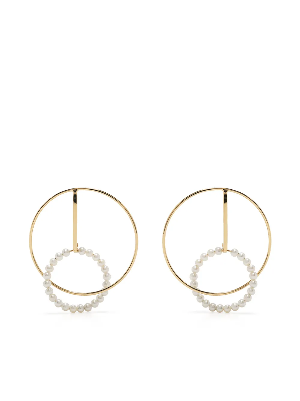 Ruifier 18kt yellow gold Astra Lunar pearl hoop earrings