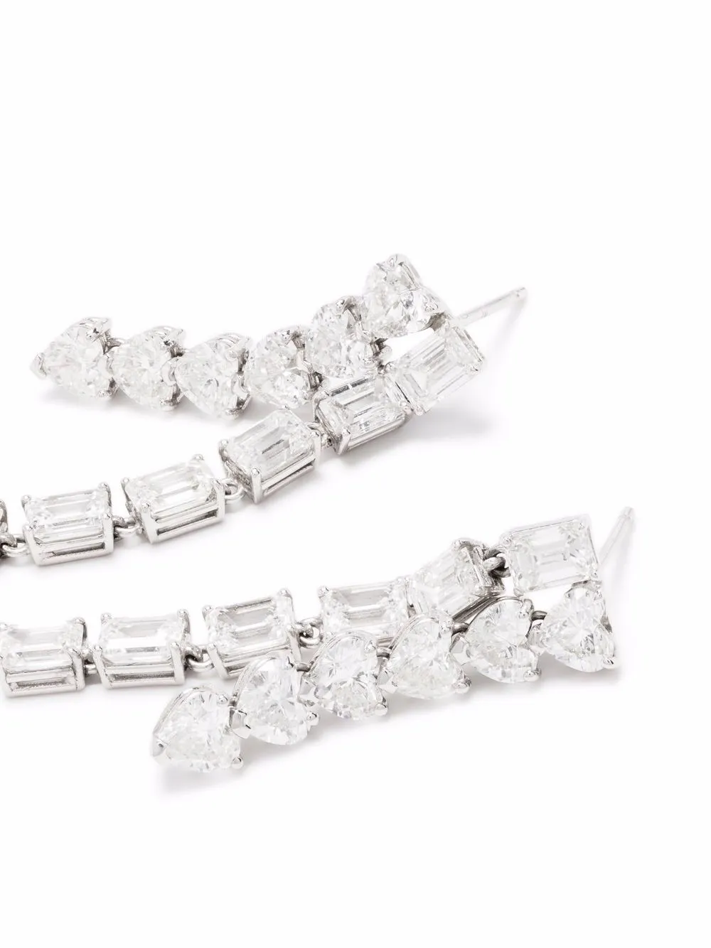 SHAY 18kt White Gold Double Diamond Waterfall Earrings in Silver, view 4