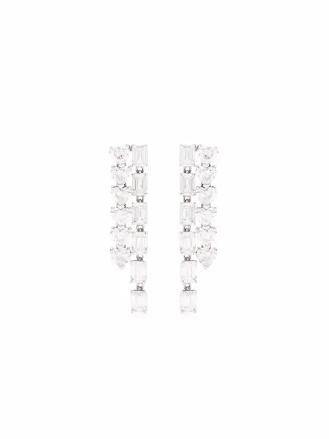 SHAY 18kt white gold double diamond waterfall earrings