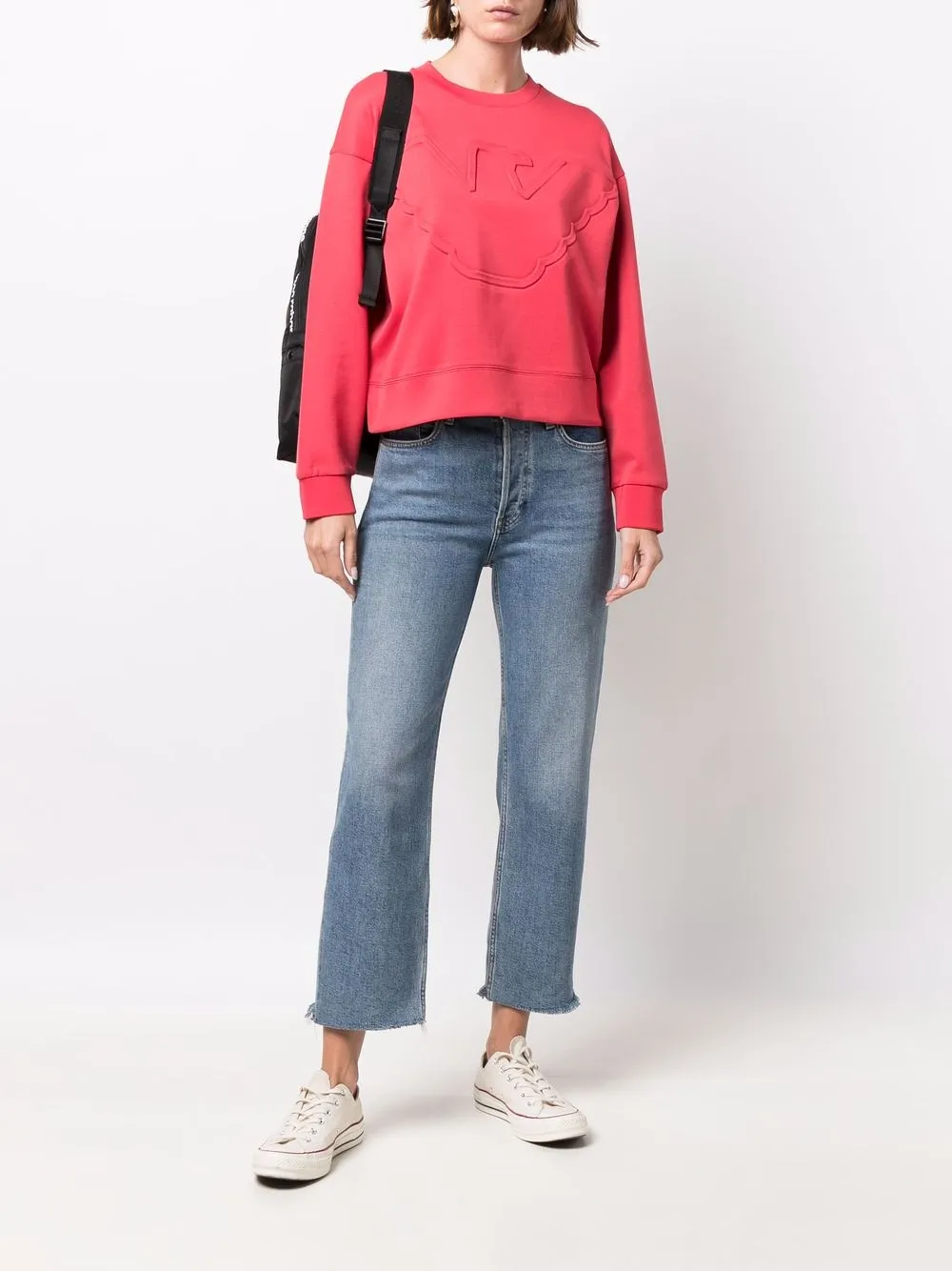 Emporio Armani Sweater met logo-reliëf - Rood