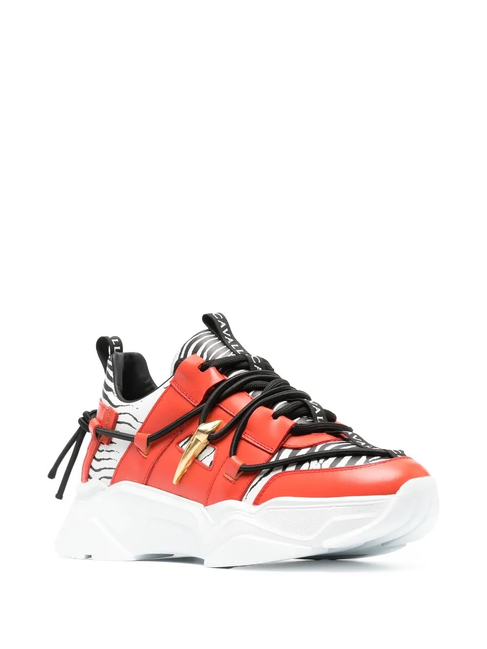 Roberto Cavalli Tiger Tooth sneakers met zebraprint - Rood