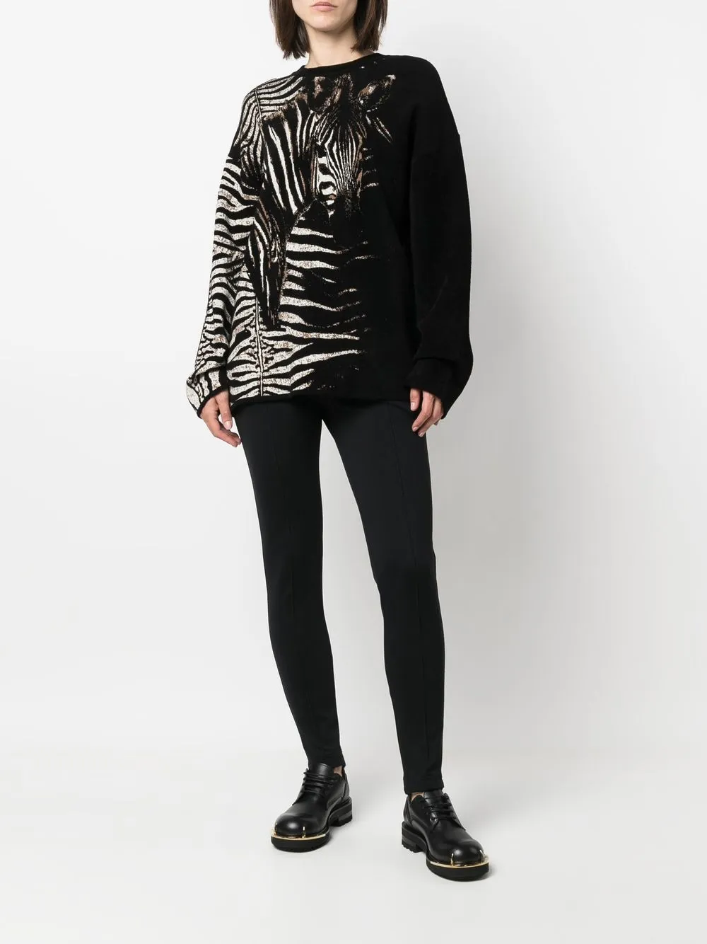 Roberto Cavalli Trui met zebraprint - Zwart