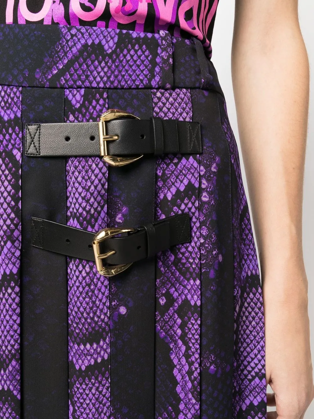 Roberto Cavalli Python-print High-waisted Maxi Skirt In Purple