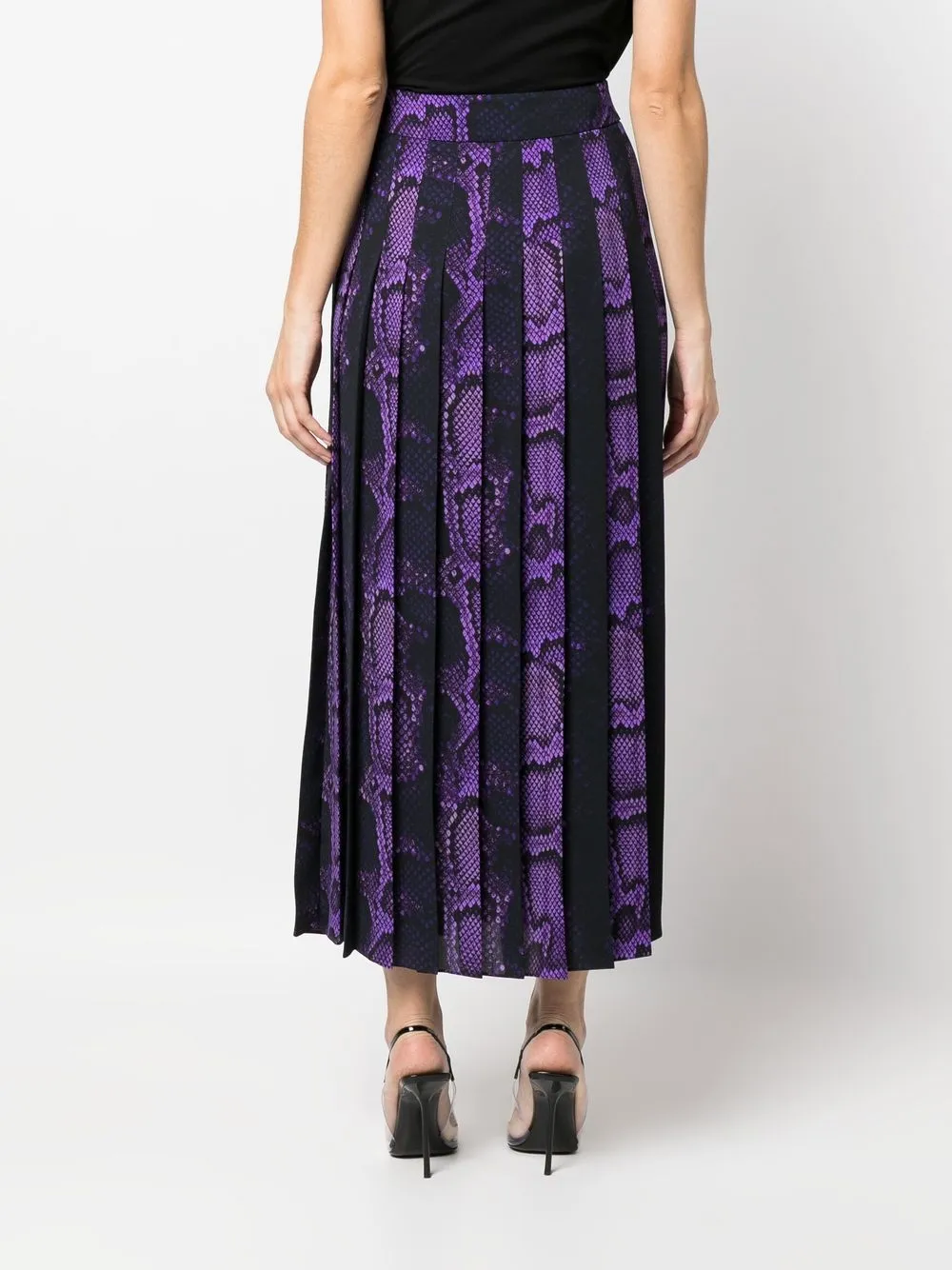 Roberto Cavalli Python-print High-waisted Maxi Skirt In Purple