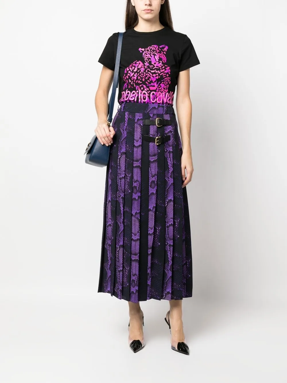 Roberto Cavalli Maxi-rok met pythonprint - Paars
