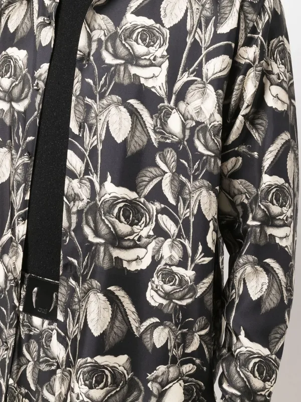Roberto Cavalli rose-print Silk Shirt | Black | FARFETCH