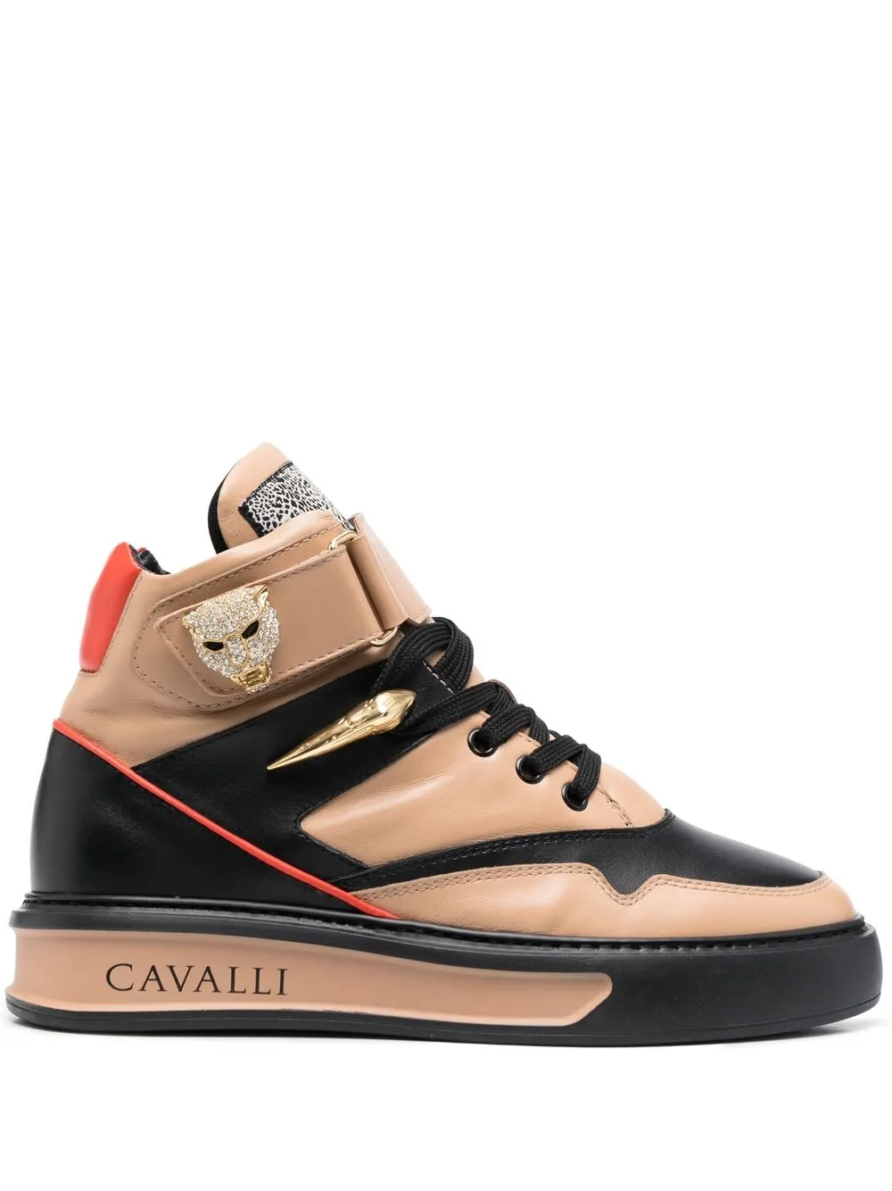 Roberto Cavalli Animalier Panther-Head high-top sneakers - Neutrals