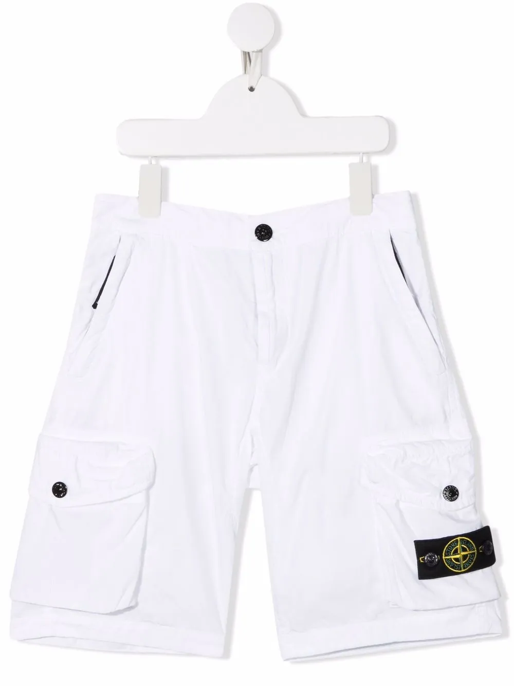 

Stone Island Junior shorts de playa con parche del logo - Blanco