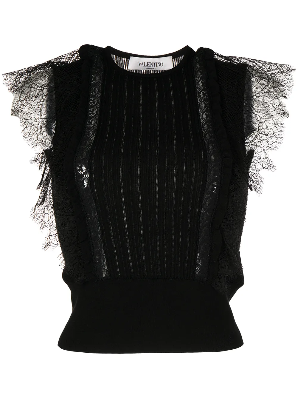 

Valentino Pre-Owned lace-panelled cap sleeved blouse - Black