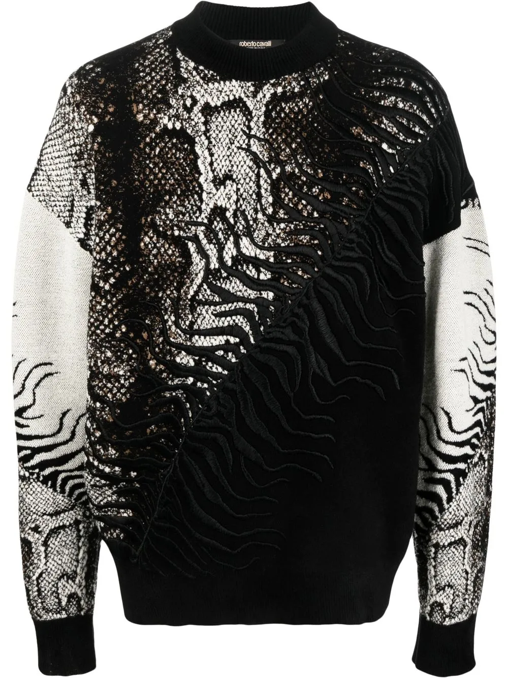 

Roberto Cavalli snakeskin-print panelled sweatshirt - Black