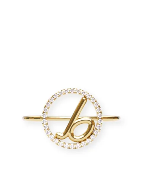 THE ALKEMISTRY 18kt yellow gold diamond circle initial b ring