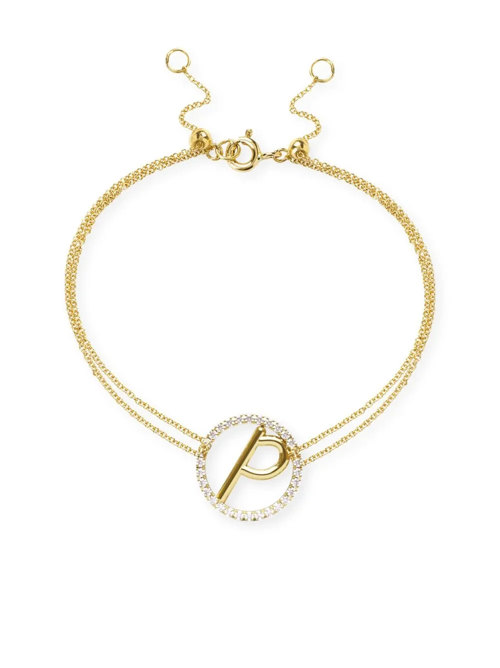 

THE ALKEMISTRY pulsera LOVE con letra P en oro amarillo de 18kt con diamantes - Dorado