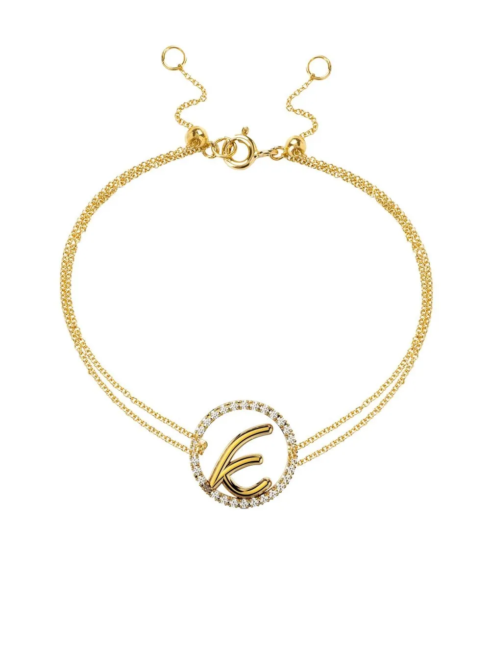 

THE ALKEMISTRY 18kt yellow gold Love Letter K pavé diamond bracelet