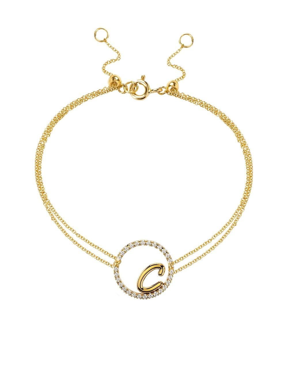 

THE ALKEMISTRY 18kt yellow gold Love Letter C pavé diamond bracelet