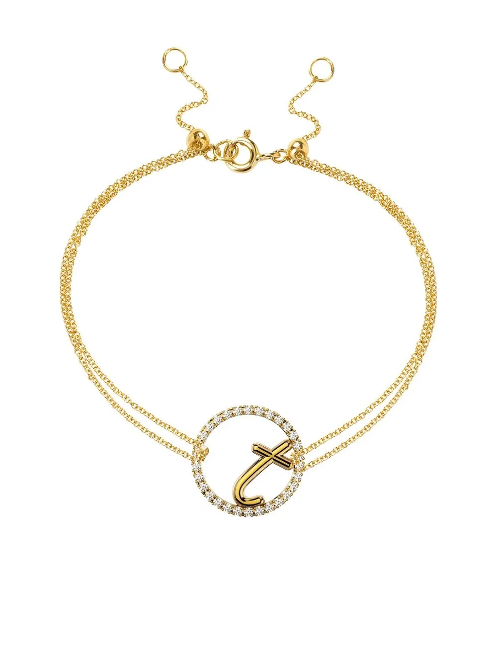 

THE ALKEMISTRY pulsera LOVE con letra T en oro amarillo de 18kt con diamantes en pavé - Dorado