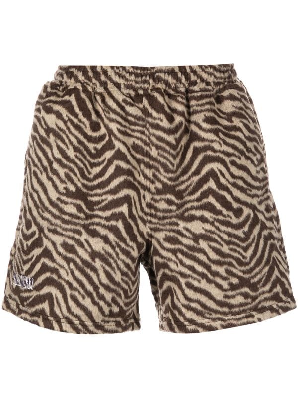 Animal-print textured shorts Brown Farfetch Men Clothing Shorts Bermudas 