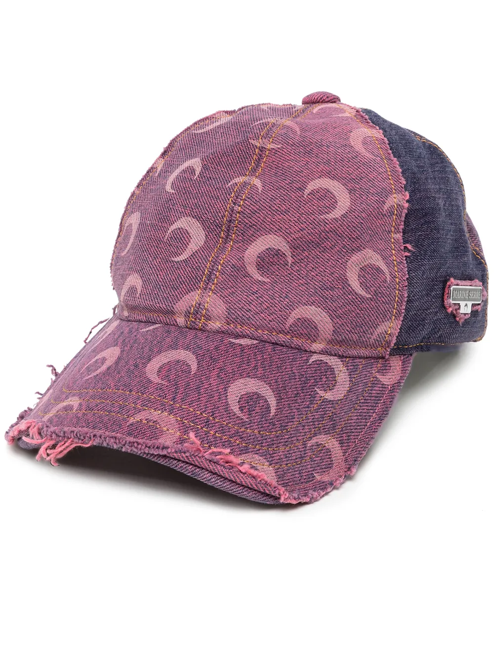 Marine Serre Crescent Moon Distressed Denim Cap - Farfetch