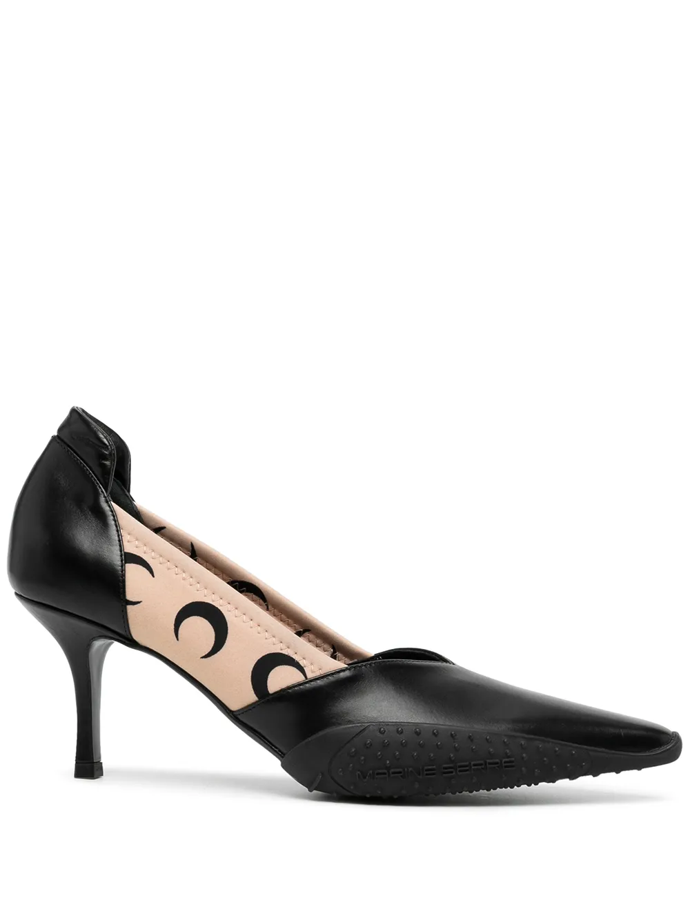 

Marine Serre crescent moon-print leather pumps - Black