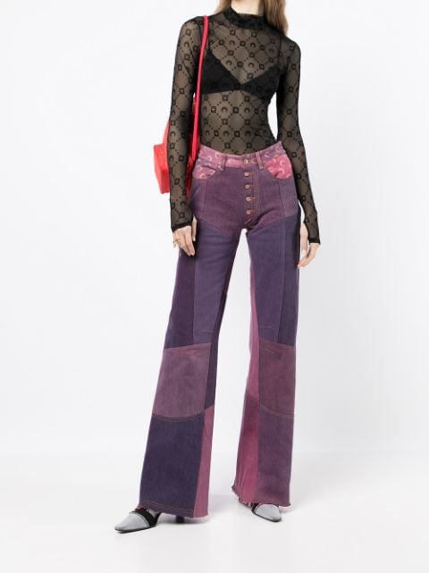 Marine Serre Panelled wide-leg Denim Jeans - Farfetch