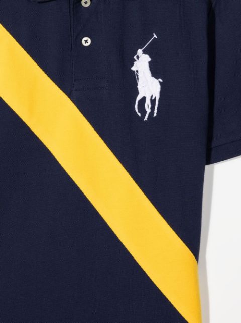 navy blue polo shirt with yellow horse