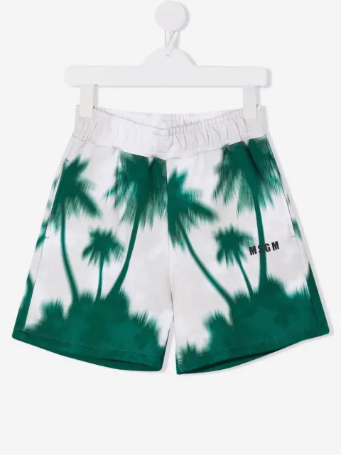 MSGM Kids shorts con palmeras estampadas