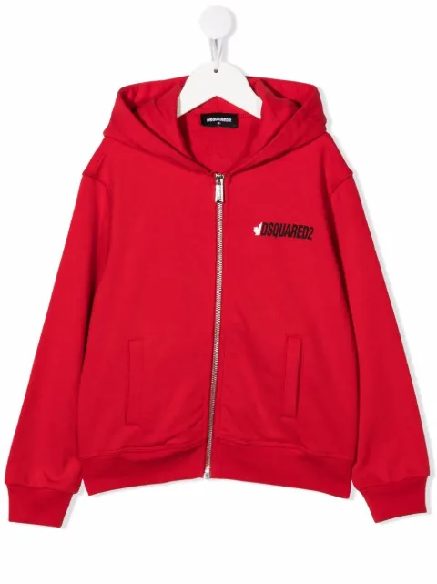 DSQUARED2 KIDS logo-print zip-up hoodie