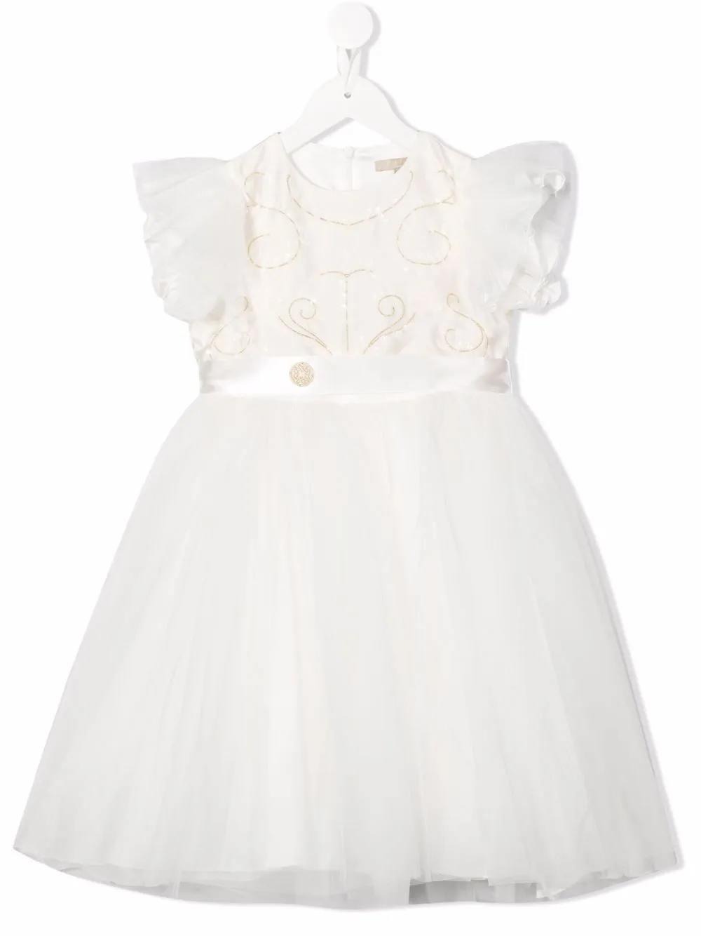 

ELIE SAAB JUNIOR vestido de fiesta con falda de tul bordado - Blanco