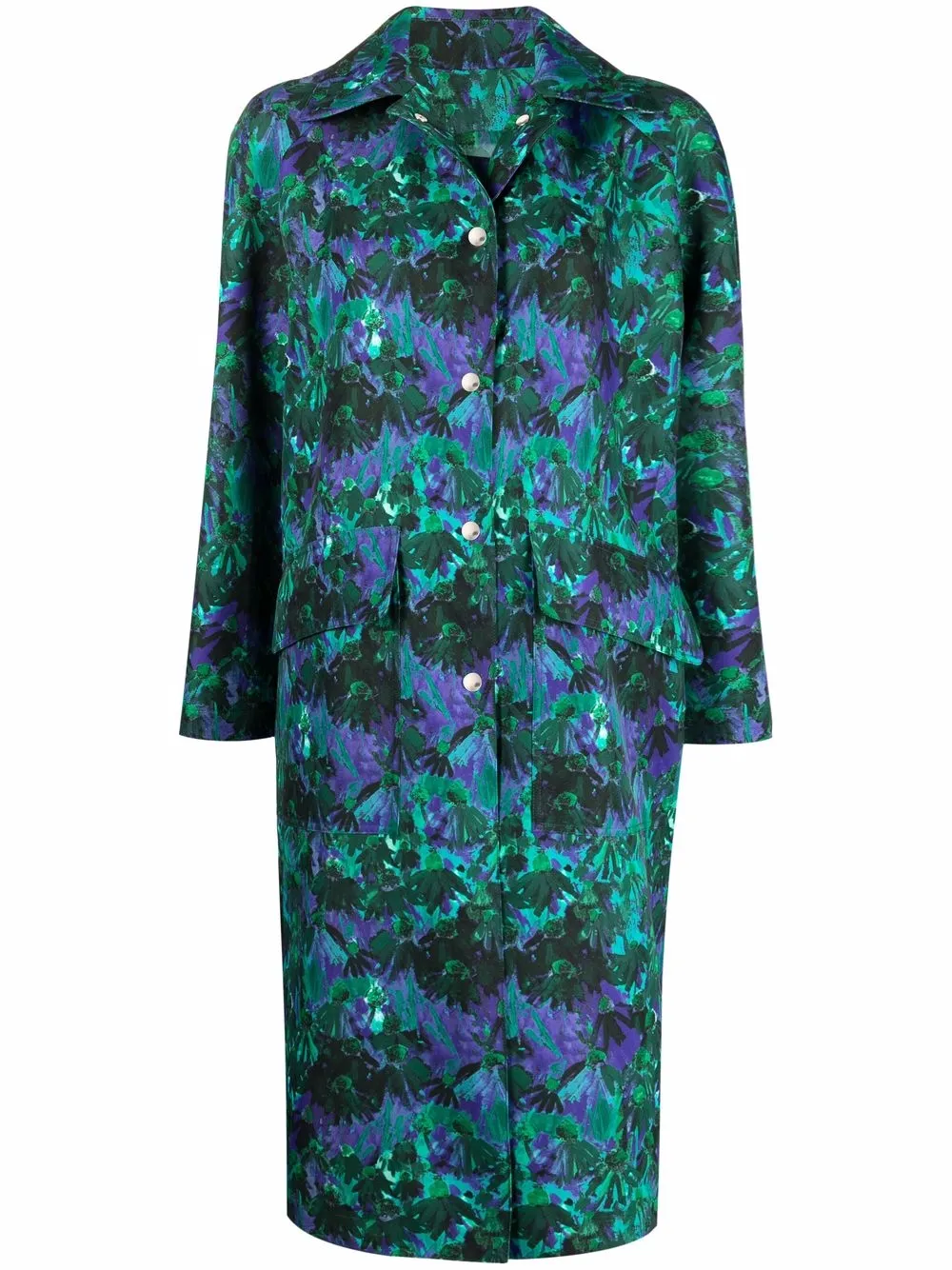 

Plan C floral-print single-breasted coat - Green