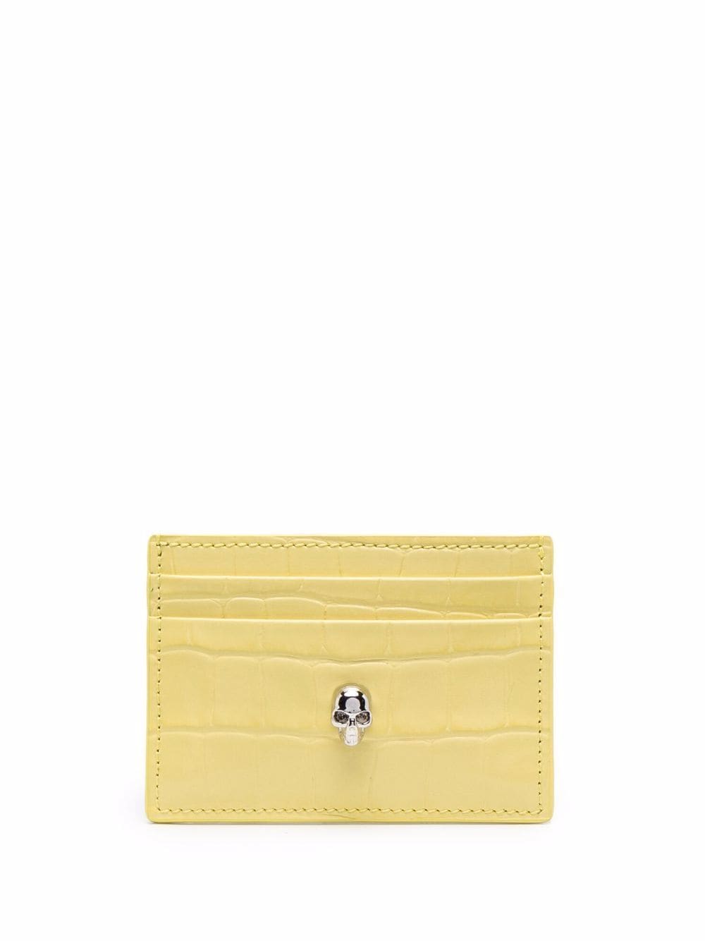 

Alexander McQueen Skull crocodile-embossed cardholder - Yellow