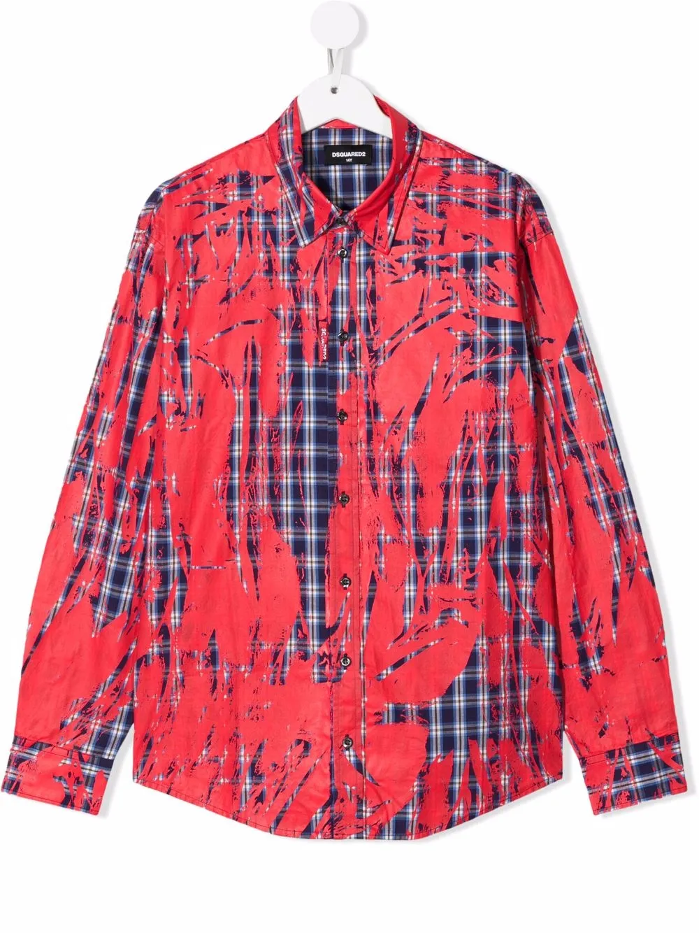 

Dsquared2 Kids camisa a cuadros con efecto de pintura - Azul