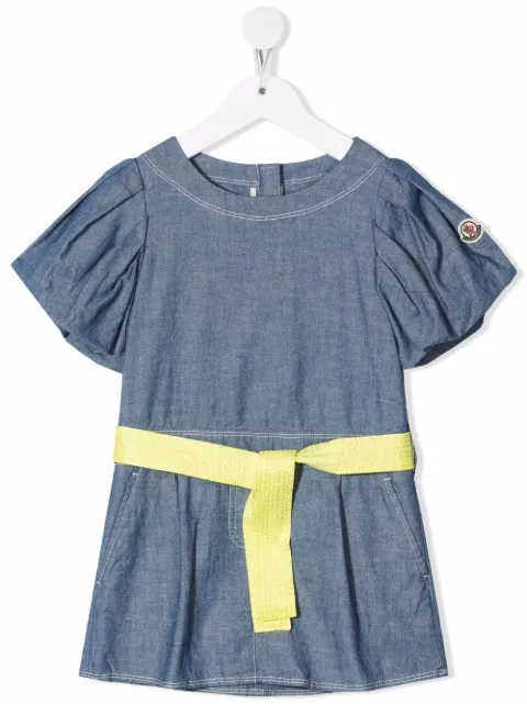 Moncler Enfant tie-waist chambray dress