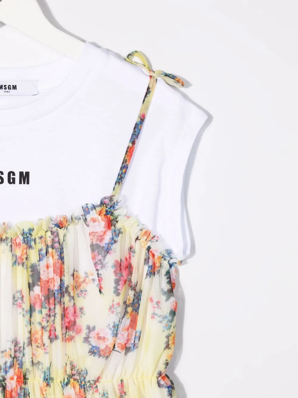  Msgm Kids Hemdkleid Mit Blumen Print   Gelb 