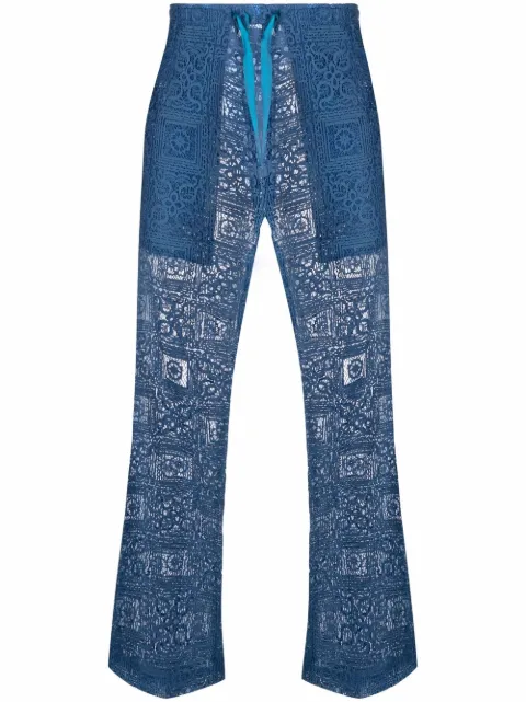 Needles lace-detail wide leg trousers
