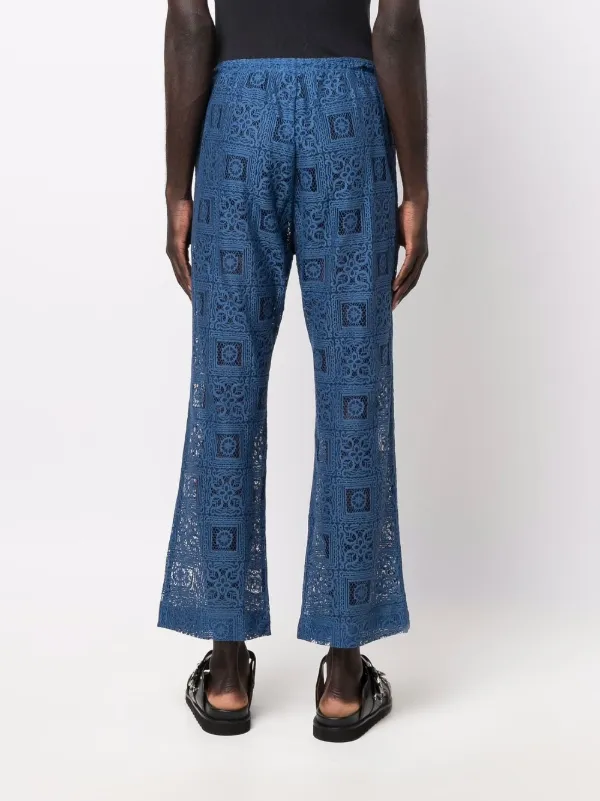 Needles lace-detail Wide Leg Trousers 