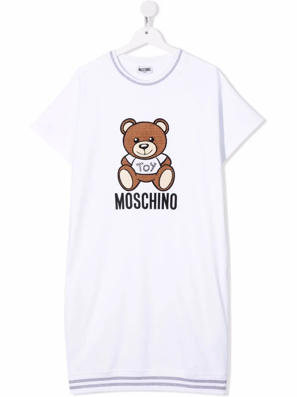 

Moschino Kids Teddy-print shortsleeved sweatshirt dress - White