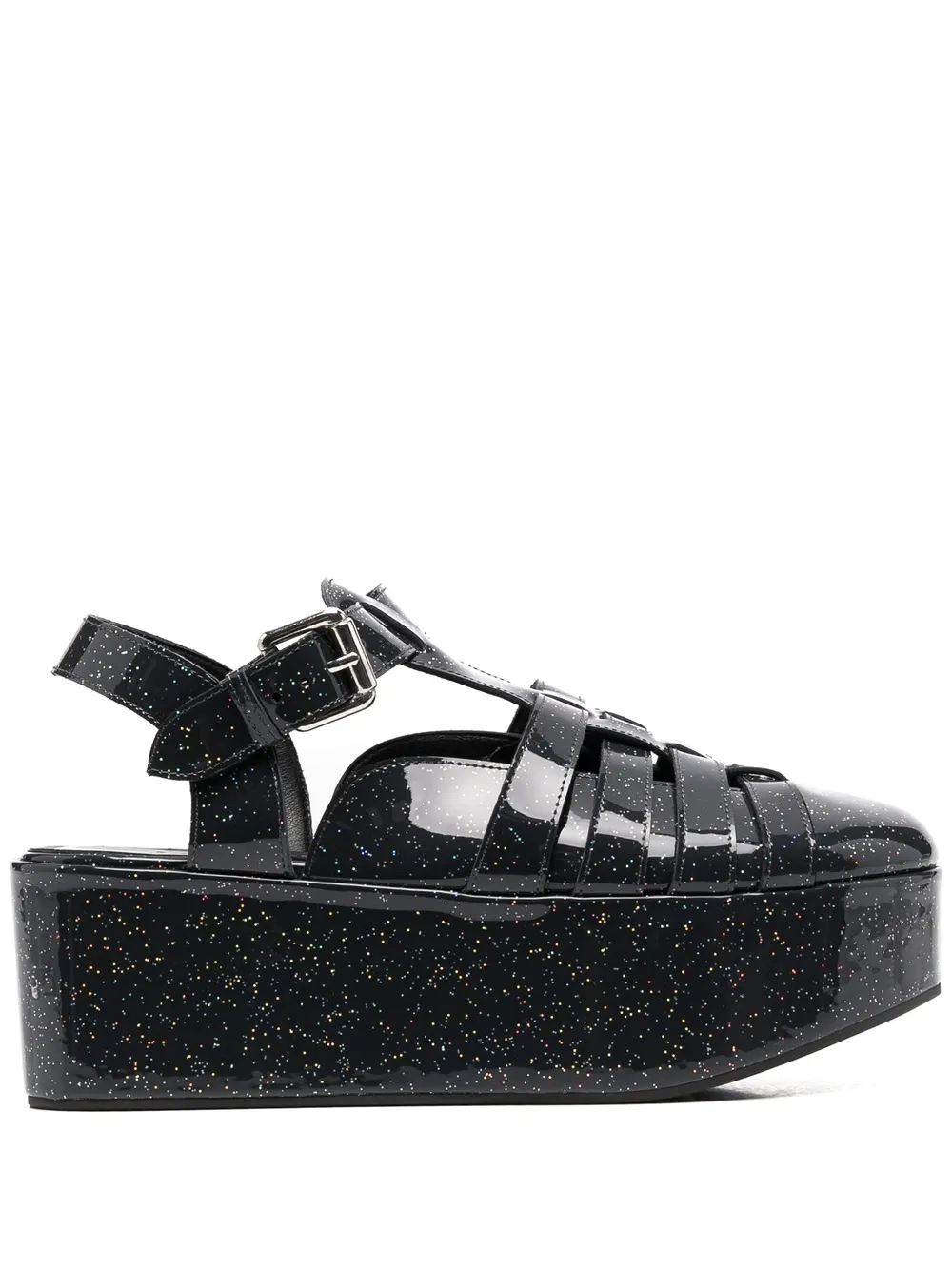 

LOEWE 70mm glitter platform leather sandals - Black