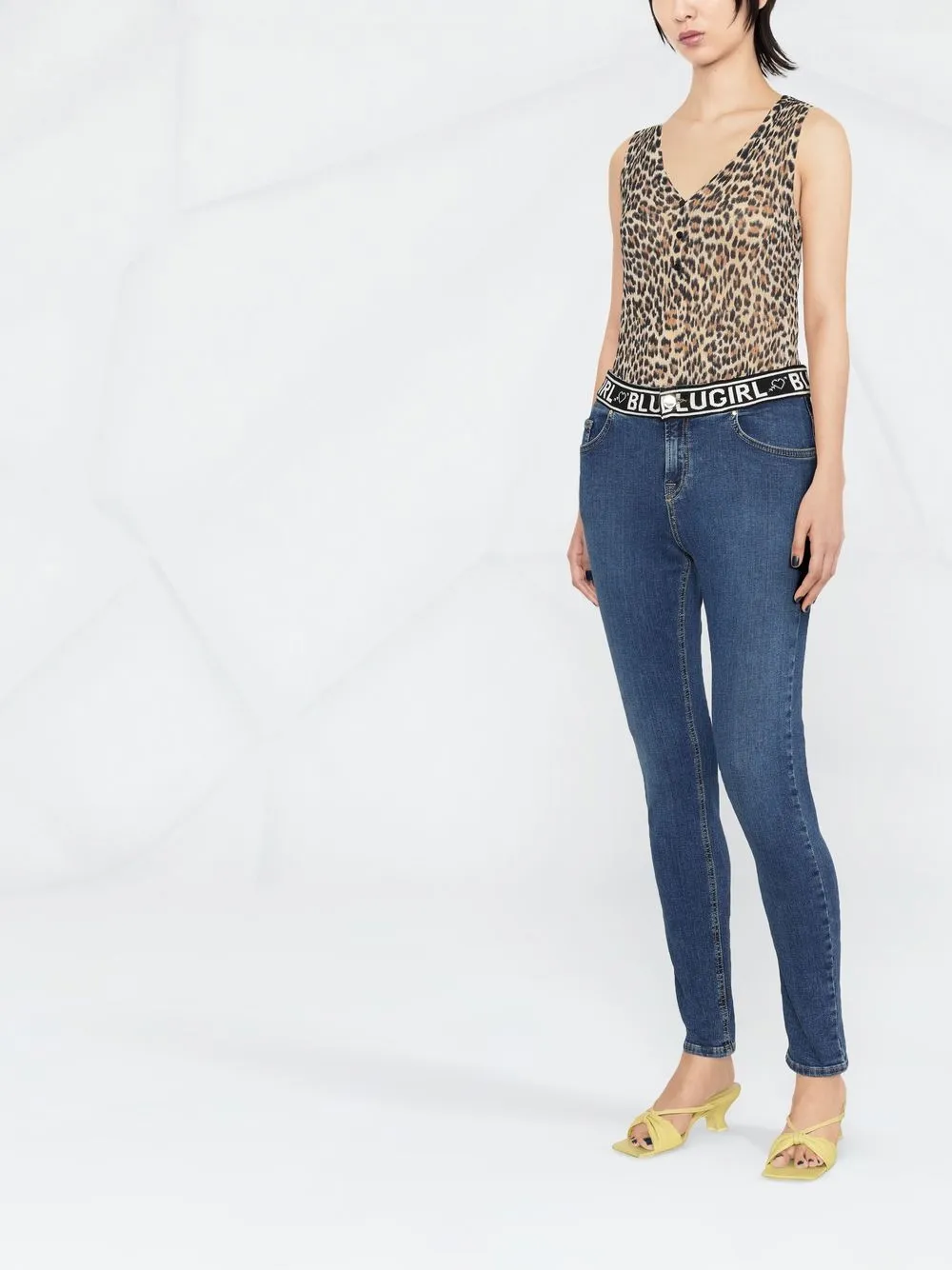 Blugirl Skinny Jeans Mit Logo   Blau 