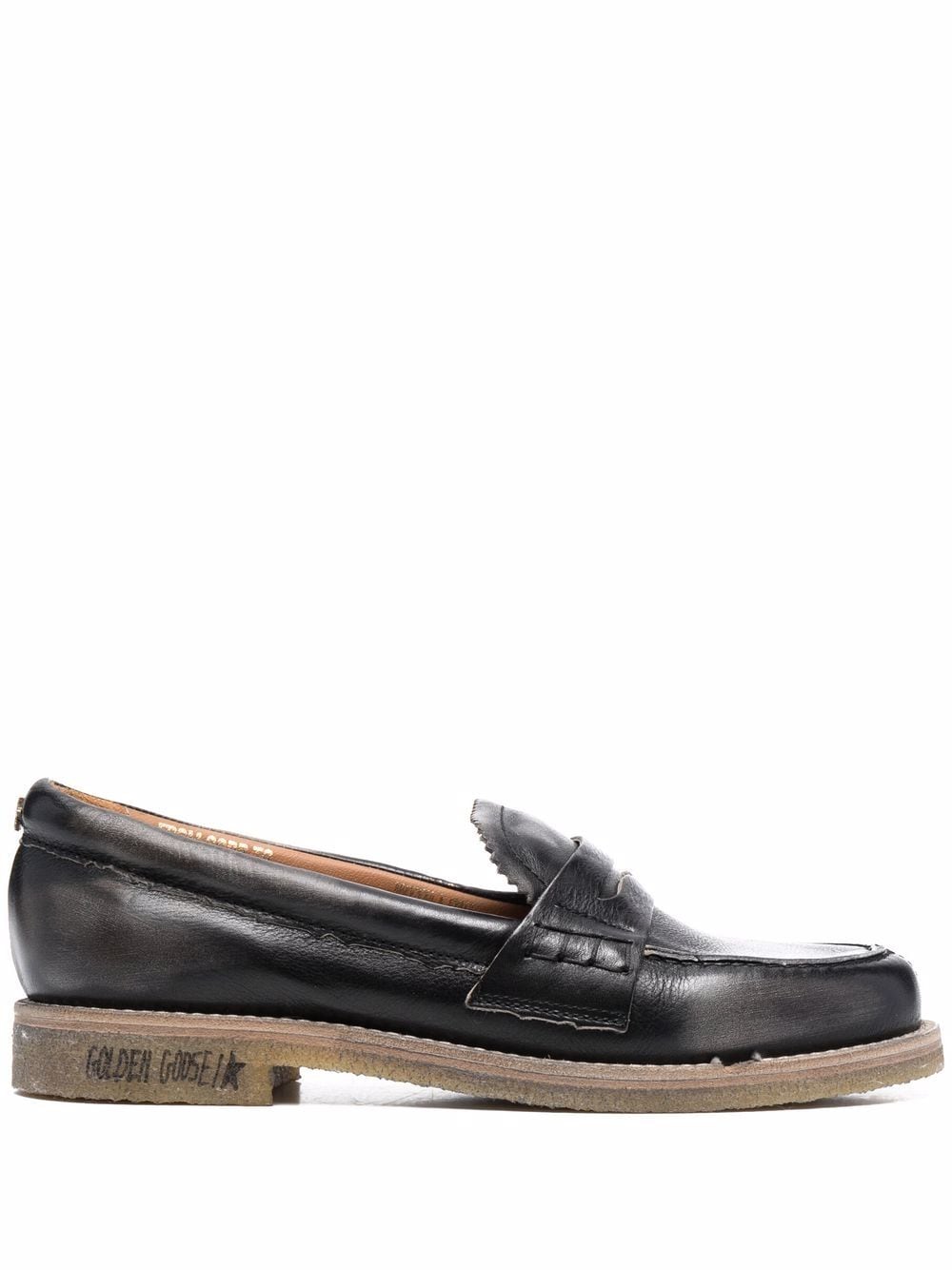 Image 1 of Golden Goose distressed effect logo-print loafers