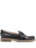 Golden Goose distressed effect logo-print loafers - Black