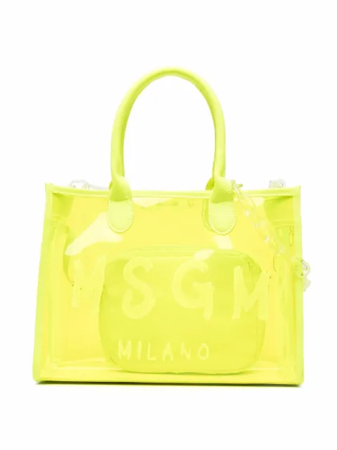 Msgm Kids شنطة عملية شفافة بطبعة شعار الماركة
