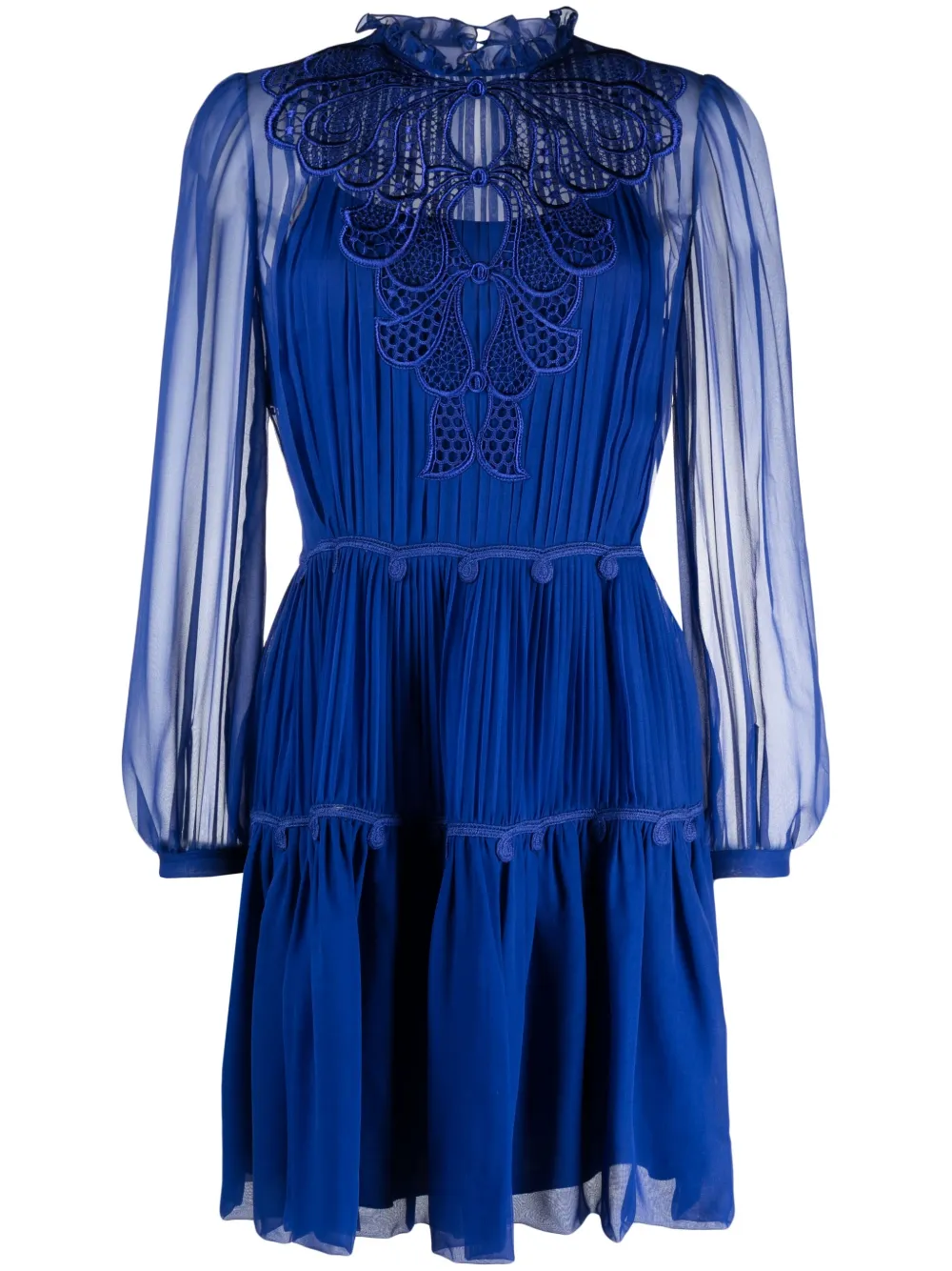 

Alberta Ferretti vestido plisado con apliques - Azul