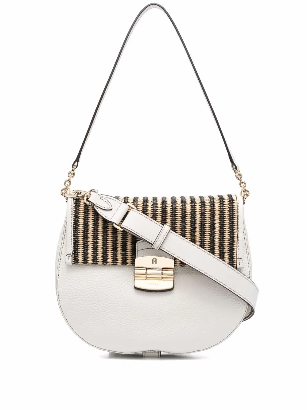 

Furla bolsa crossbody de rafia entretejida - Blanco