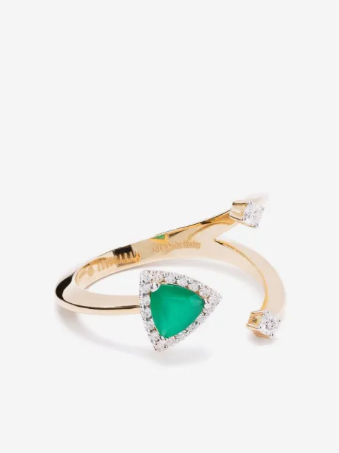 Anapsara 18kt yellow gold Micro Cosmos diamond and onyx ring