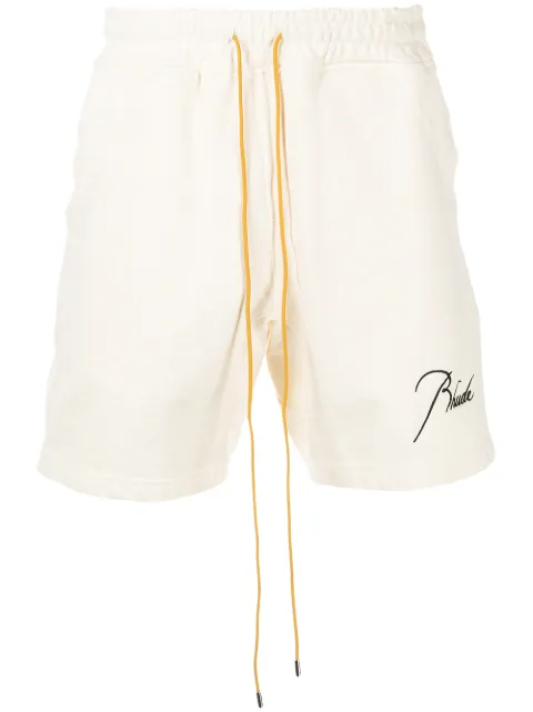 RHUDE embroidered-logo cottons shorts