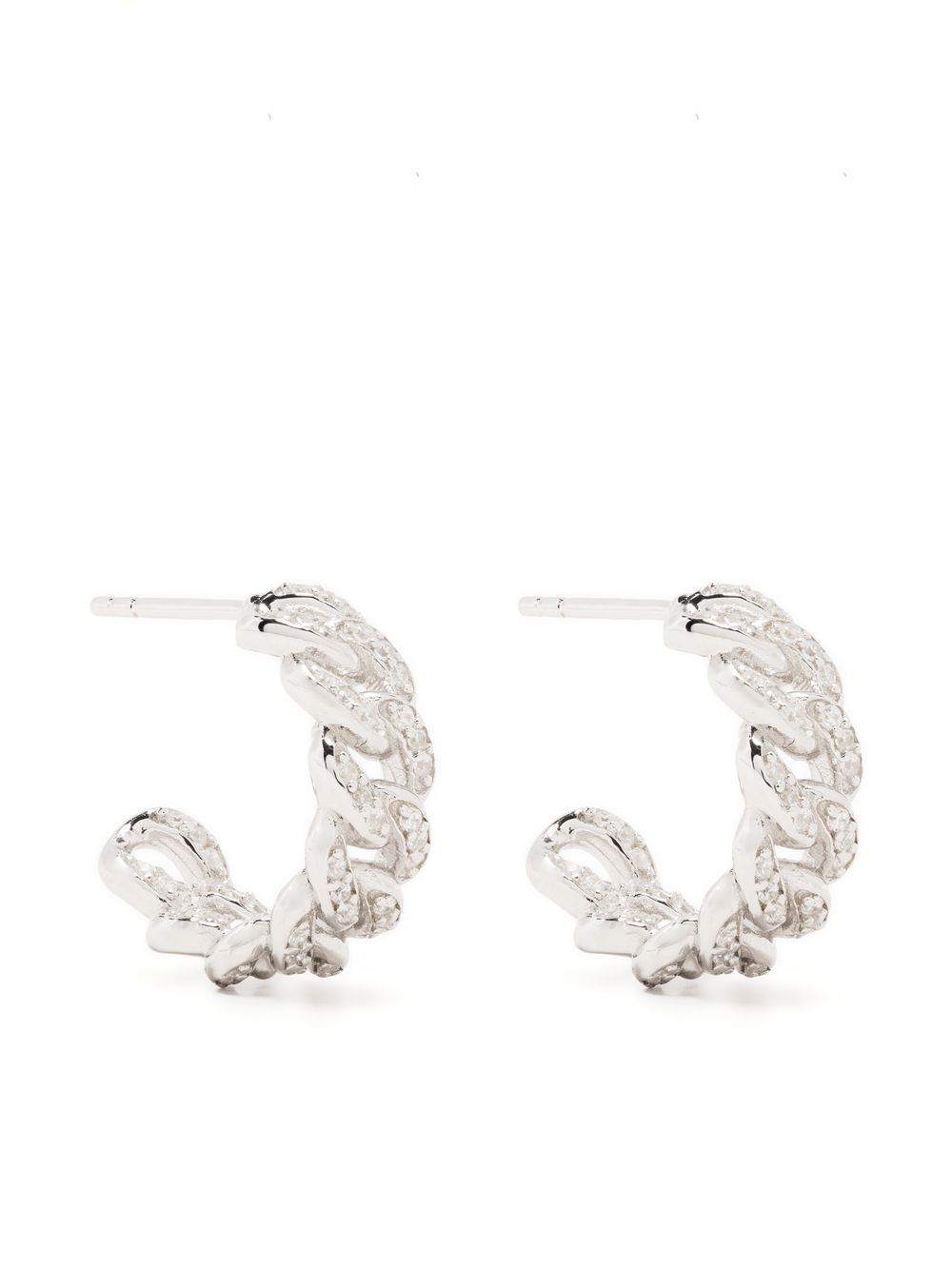 

NUMBERING pavé chain-detail hoop earrings - Silver