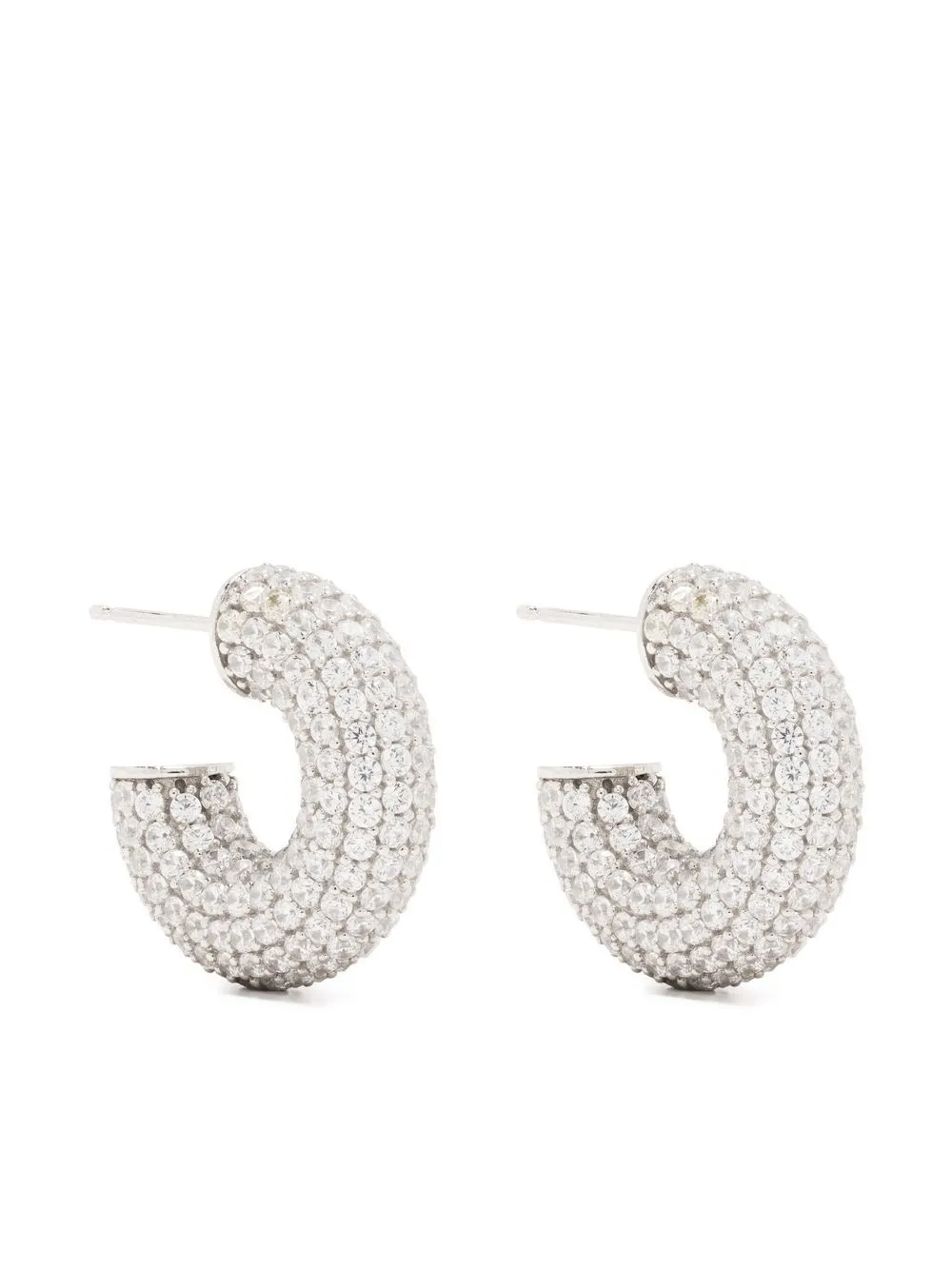 

NUMBERING pavé chunky hoop earrings - Silver