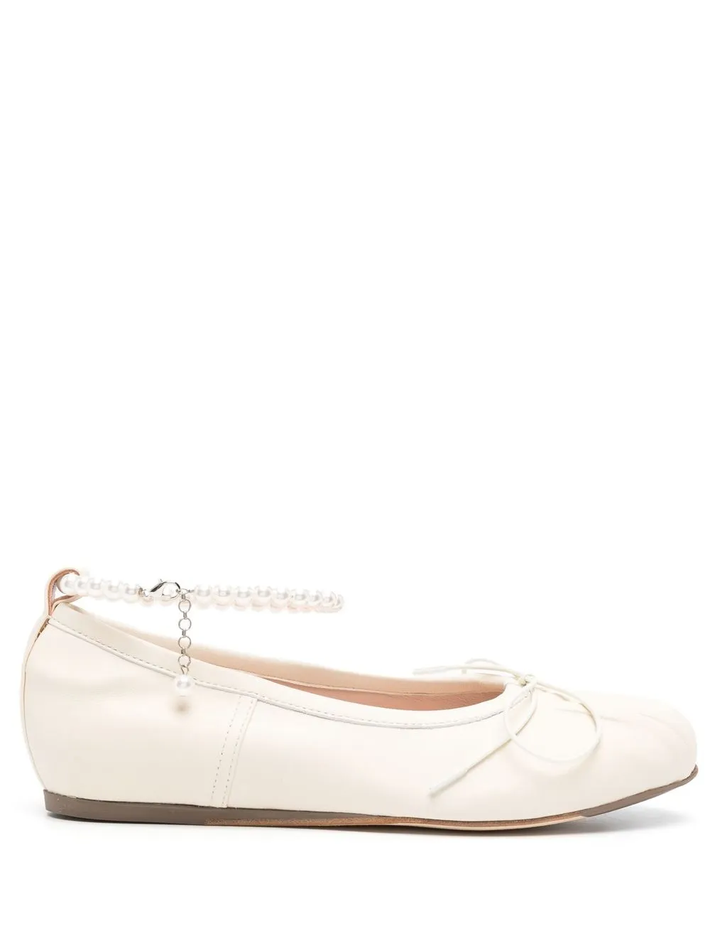 

Simone Rocha pearl ankle-bead ballerina pumps - Neutrals