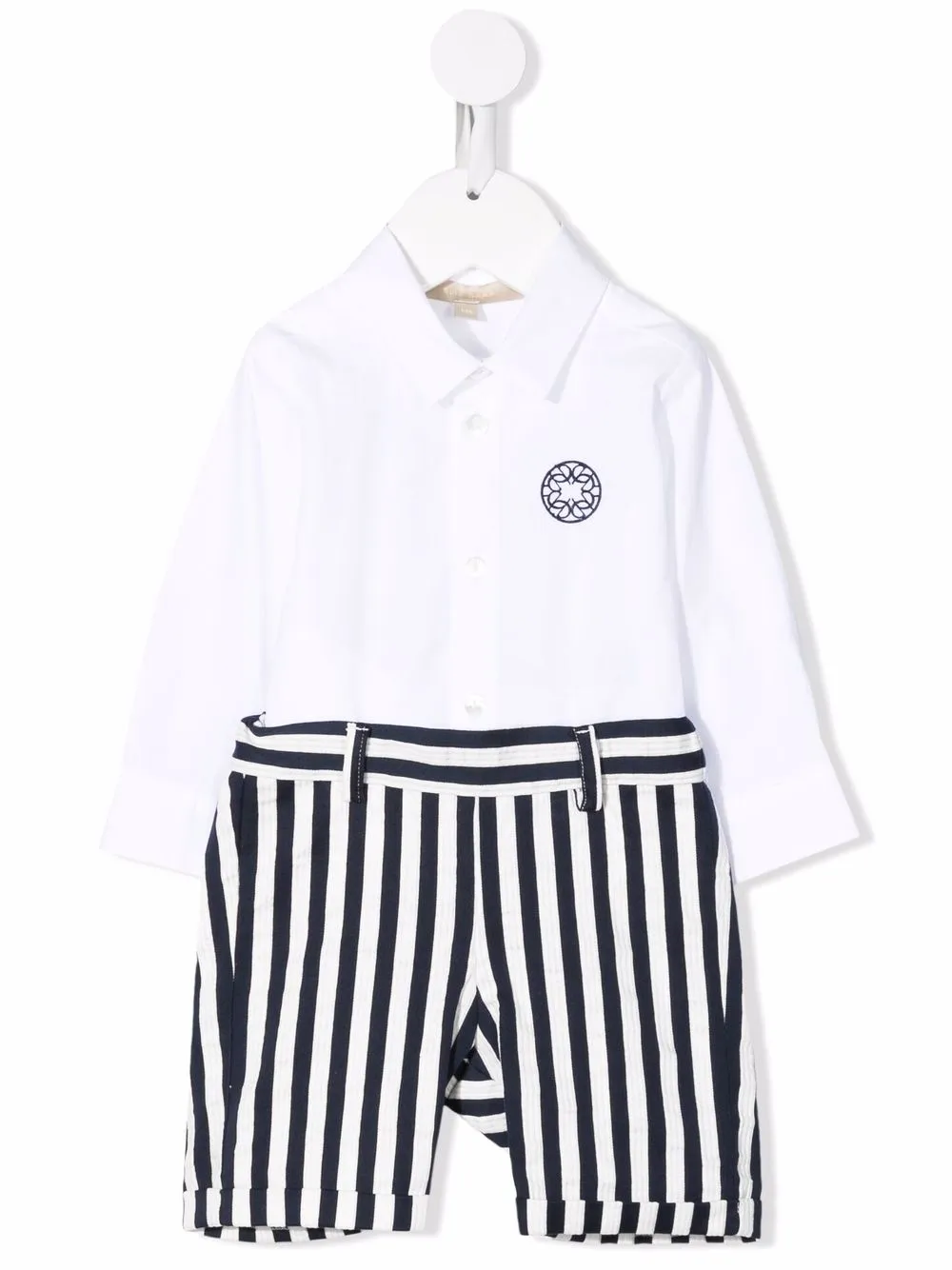 

ELIE SAAB JUNIOR polo stripe romper - White