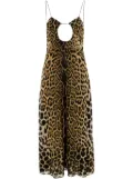 Saint Laurent leopard-print midi dress - Brown